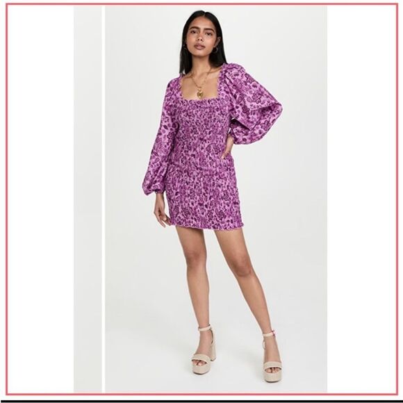 Free People Womens Smock It To Me Smocked Floral Mini Dress In Azalea Combo S - Picture 2 of 15